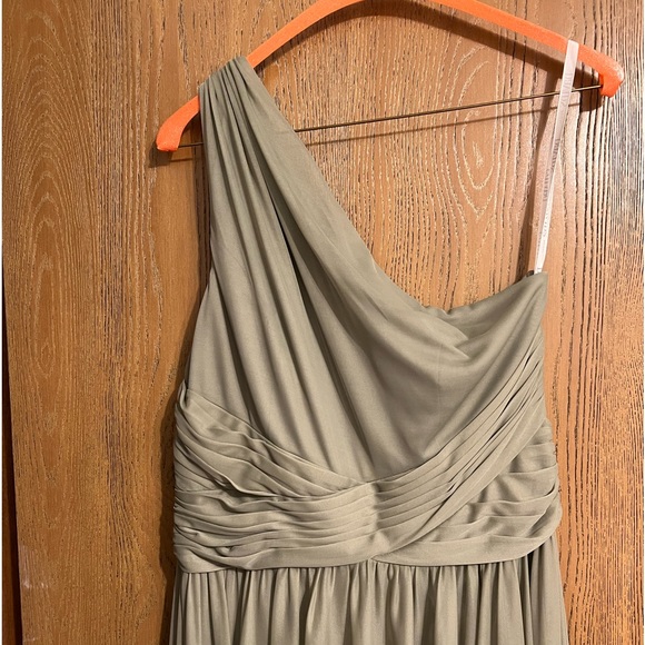 David’s bridal eucalyptus one shoulder bridesmaid dress. - Picture 2 of 5